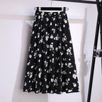 Falda midi para mujer de gasa estampado floral corte fluido - Renata