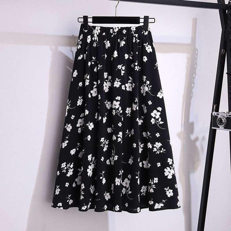 Falda midi para mujer de gasa estampado floral corte fluido - Renata