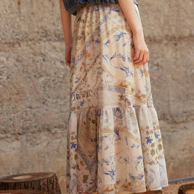 Falda larga mujer estampado floral bohemia – Mireille