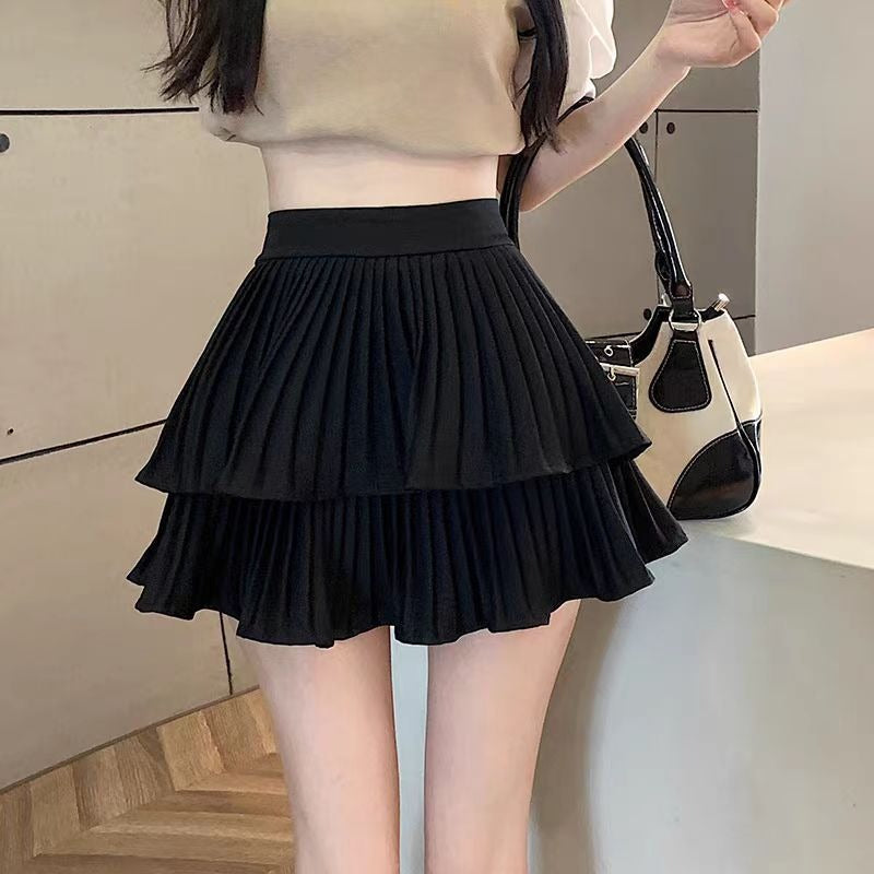 Minifalda para mujer de gasa plisada en capas corte evasé - Maëlle