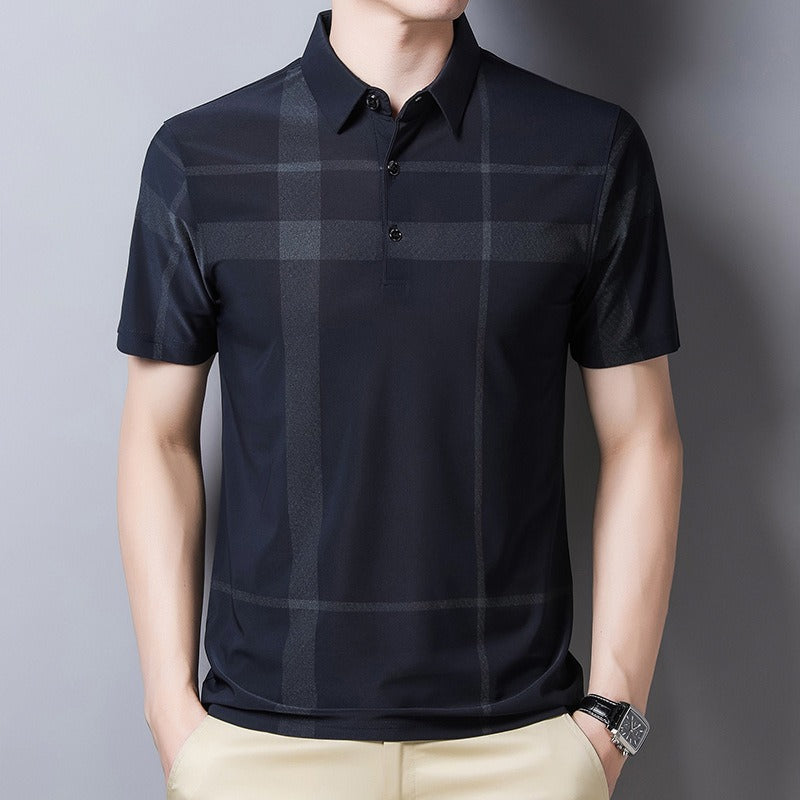 Polo de hombre en punto técnico con diseño a cuadros - André
