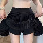 Minifalda para mujer de gasa plisada en capas corte evasé - Maëlle