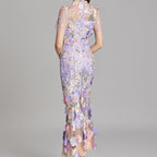 Vestido largo floral bordado mujer - Fiorella