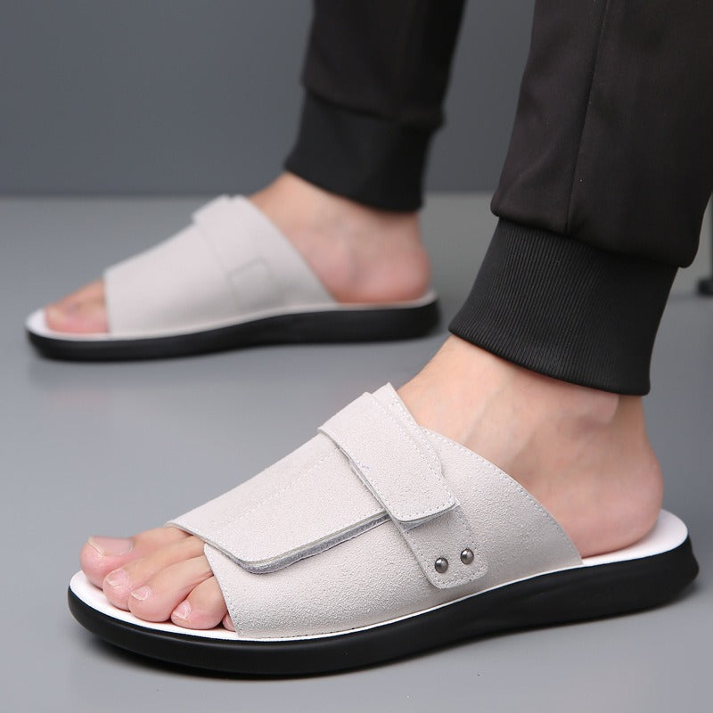 Sandalias para hombre de piel serraje diseño abierto con tira ancha - Jose