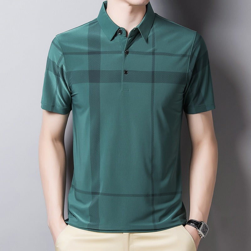 Polo de hombre en punto técnico con diseño a cuadros - André