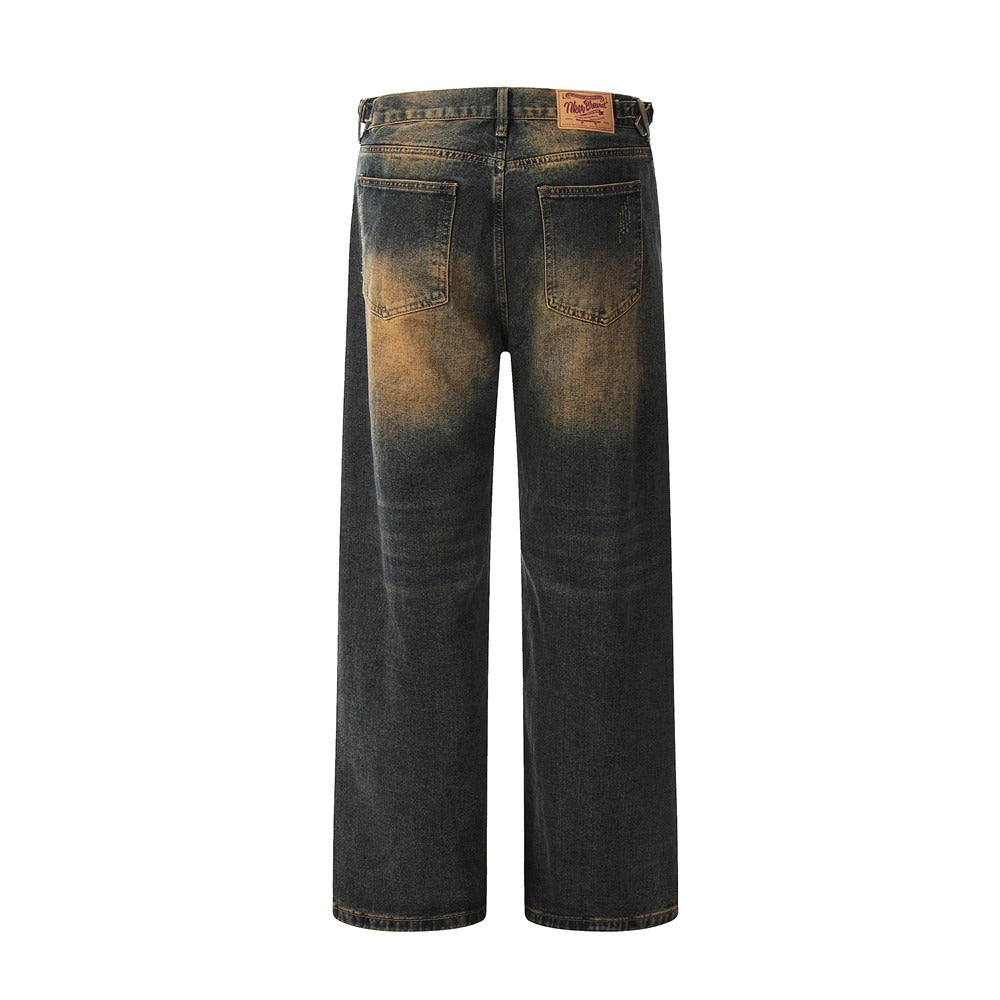 Jeans para hombre denim lavado efecto desgastado con corte recto - Lennart