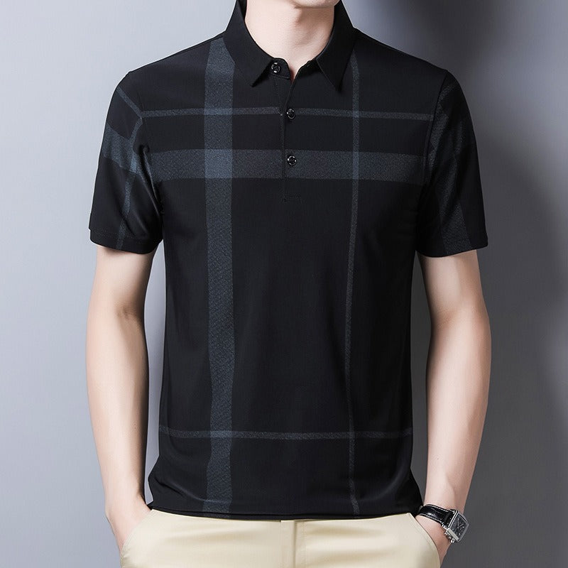 Polo de hombre en punto técnico con diseño a cuadros - André