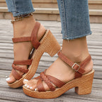 Sandalias tacón medio con trenza - Aveline