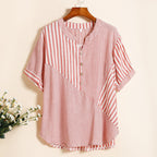 Blusa de mujer con rayas en bloque y cuello en V - Noelia