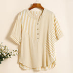 Blusa de mujer con rayas en bloque y cuello en V - Noelia