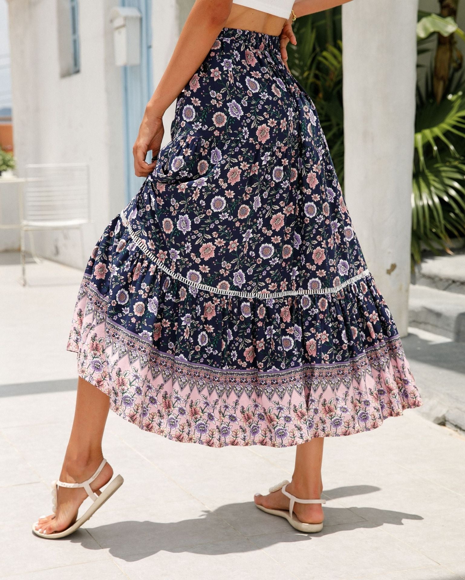 Falda larga mujer estampado floral bohemio - Vianey