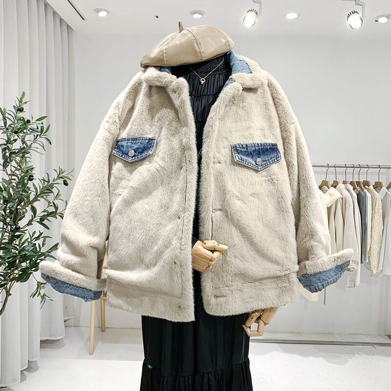 Chaqueta vaquera mujer forro borreguito oversize - Maelis