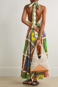 Janice - Vestido Maxi Halter Estampado