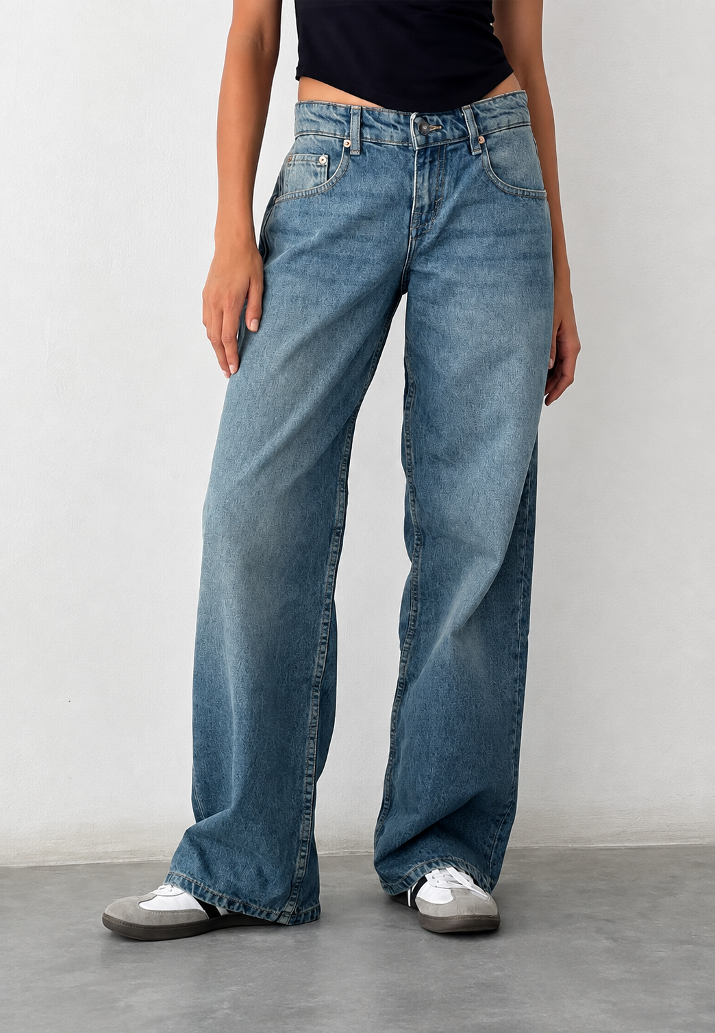 Jeans mujer rectos tiro bajo efecto lavado - Ulla