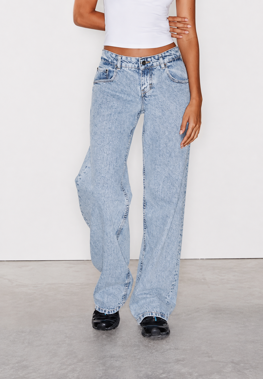 Jeans mujer rectos tiro bajo efecto lavado - Ulla