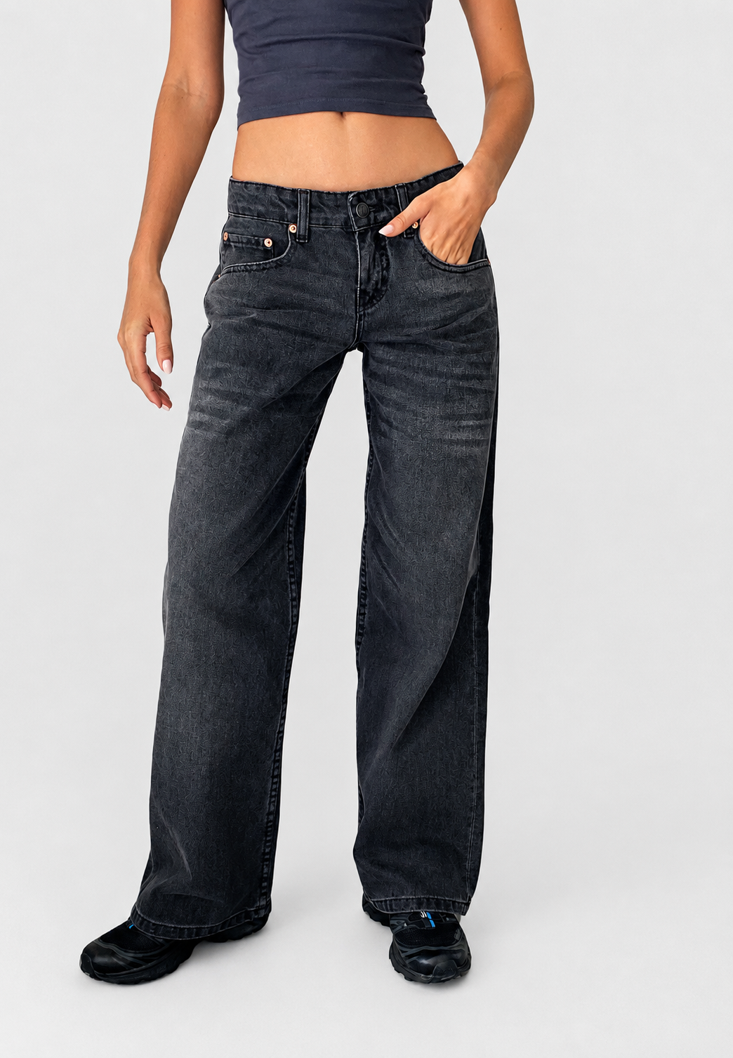 Jeans mujer rectos tiro bajo efecto lavado - Ulla