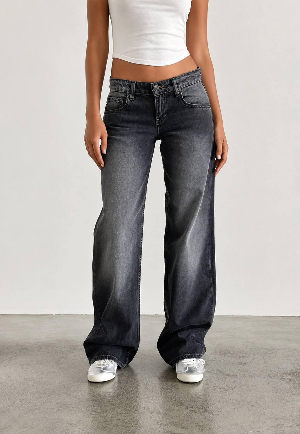 Jeans mujer rectos tiro bajo efecto lavado - Ulla