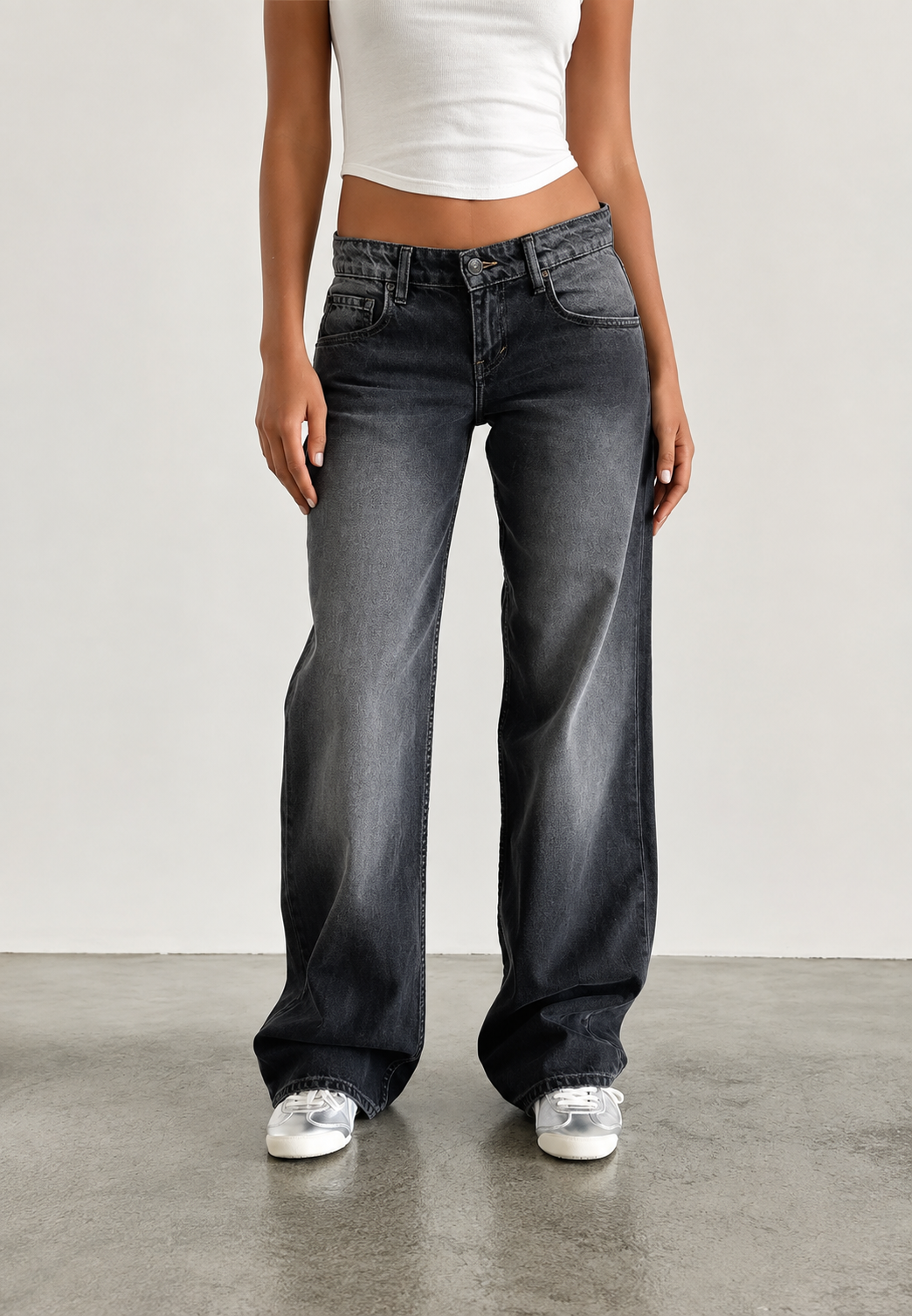 Jeans mujer rectos tiro bajo efecto lavado - Ulla