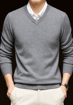 Jersey de punto hombre cuello pico manga larga - Orsino