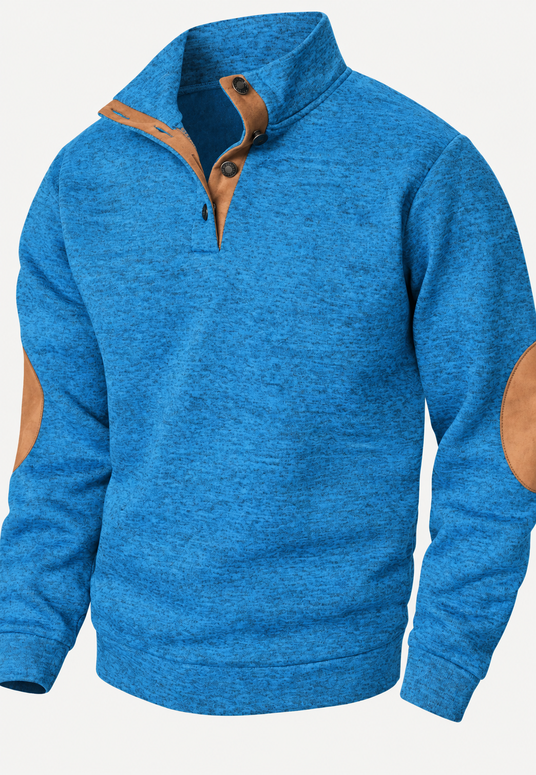 Jersey hombre cuello alto botones coderas contraste - Thorben