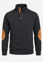 Jersey hombre cuello alto botones coderas contraste - Thorben