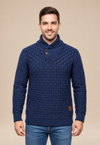 Jersey hombre cuello chal botones punto texturizado - Hadrian