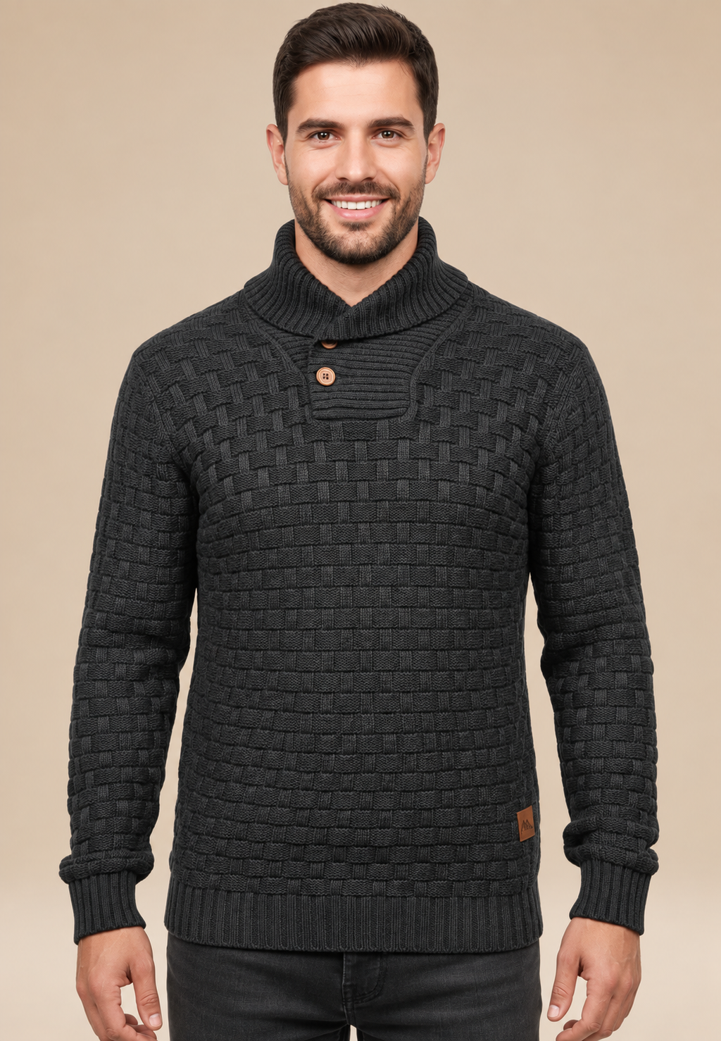 Jersey hombre cuello chal botones punto texturizado - Hadrian