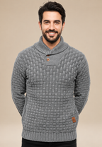Jersey hombre cuello chal botones punto texturizado - Hadrian