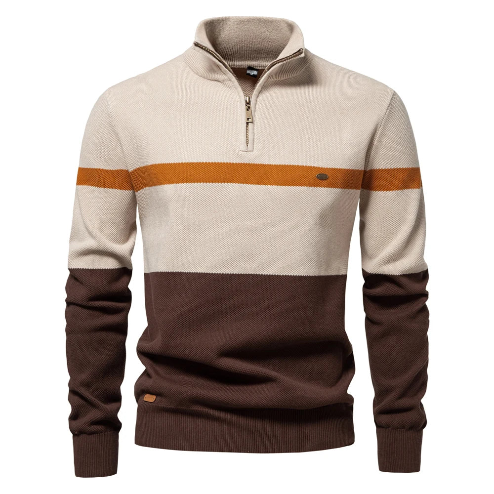 Jersey de punto con media cremallera y rayas - Aurel