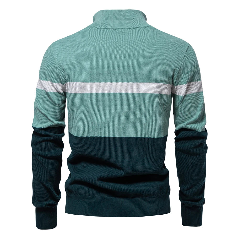 Jersey de punto con media cremallera y rayas - Aurel