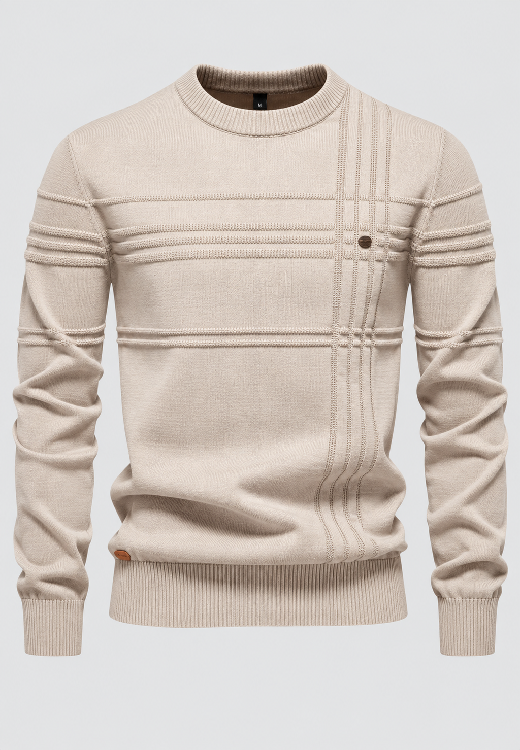 Jersey hombre cuello redondo punto estructura cuadros - Simon