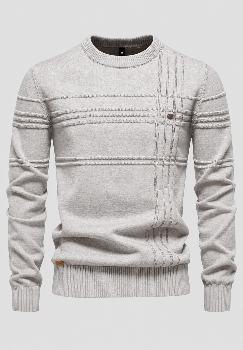 Jersey hombre cuello redondo punto estructura cuadros - Simon
