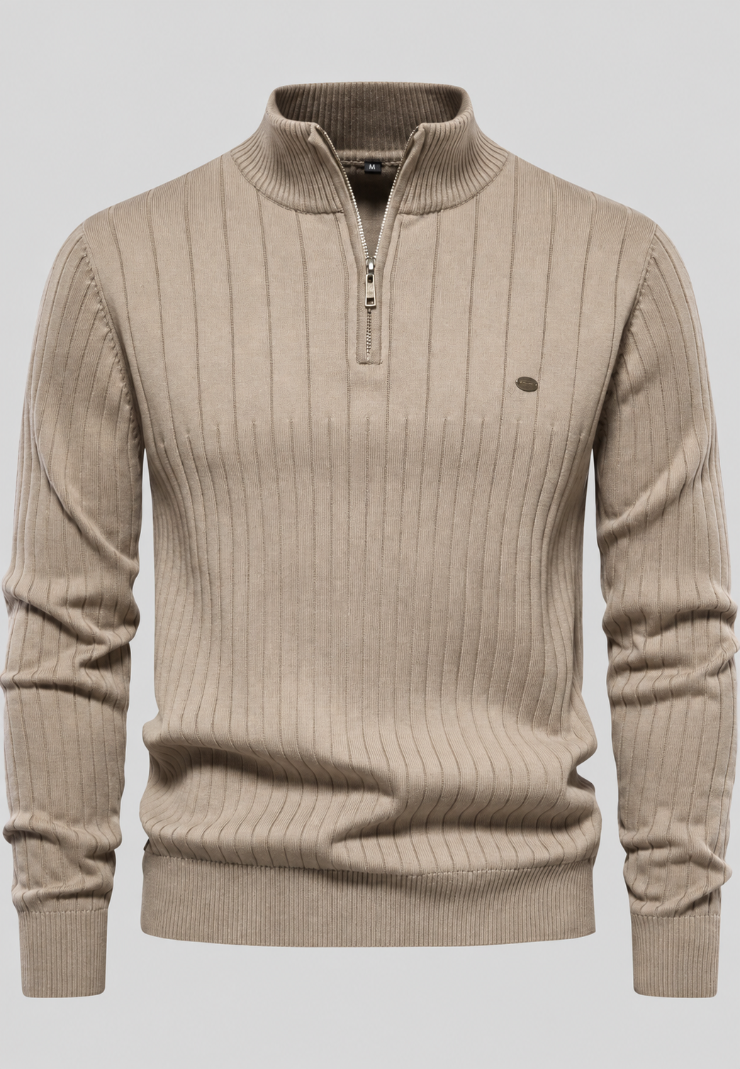 Jersey hombre media cremallera cuello alto canalé - Mikkel