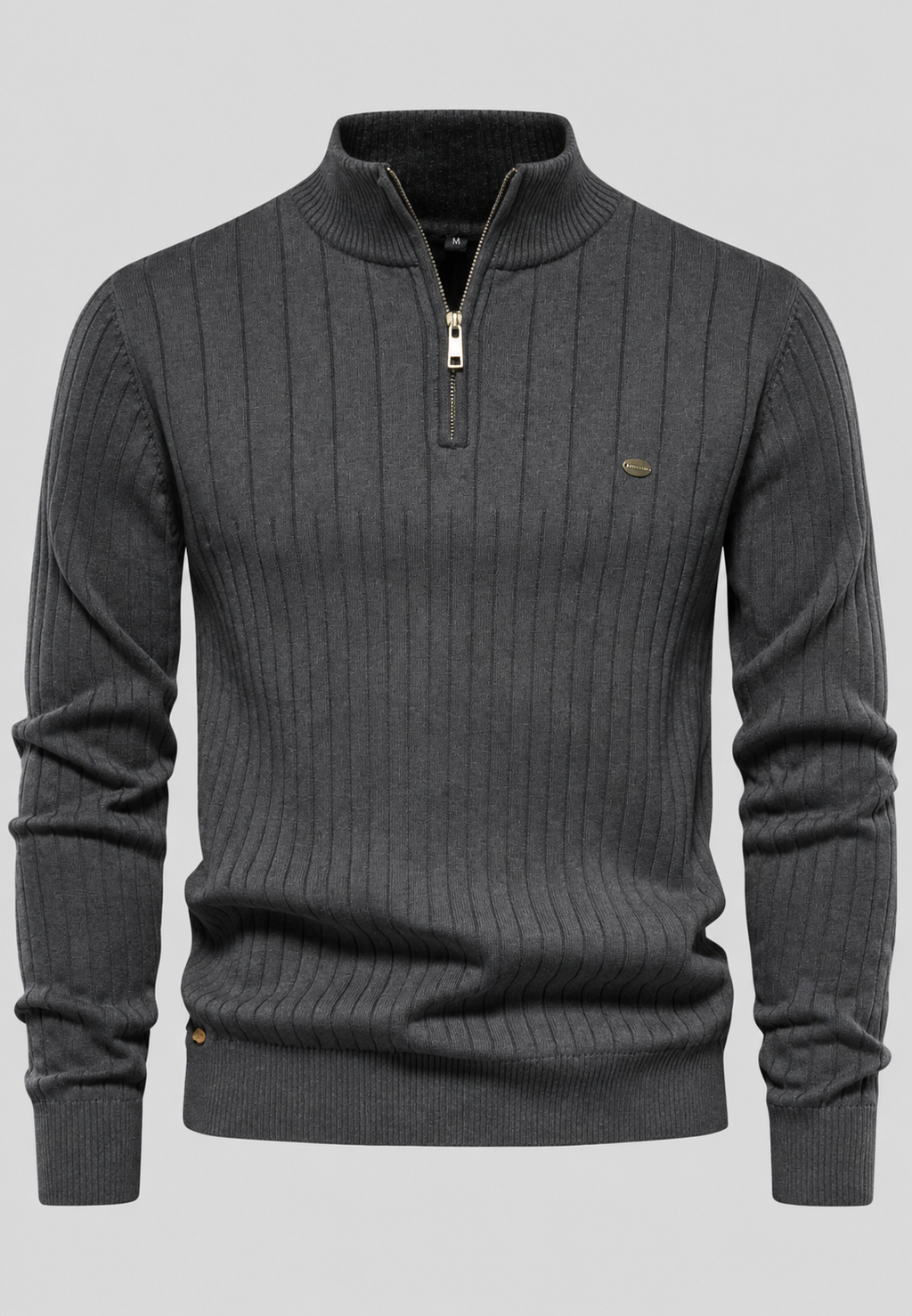 Jersey hombre media cremallera cuello alto canalé - Mikkel