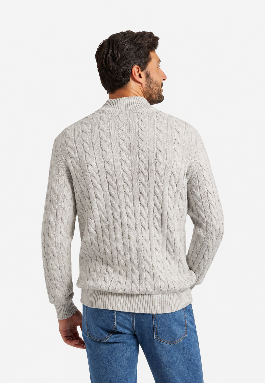 Jersey de punto trenzado con media cremallera - Anselme