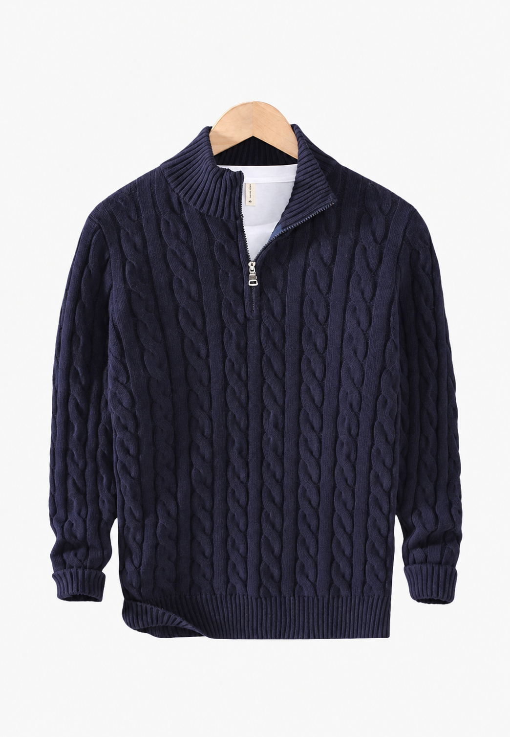 Jersey de punto trenzado con media cremallera - Anselme