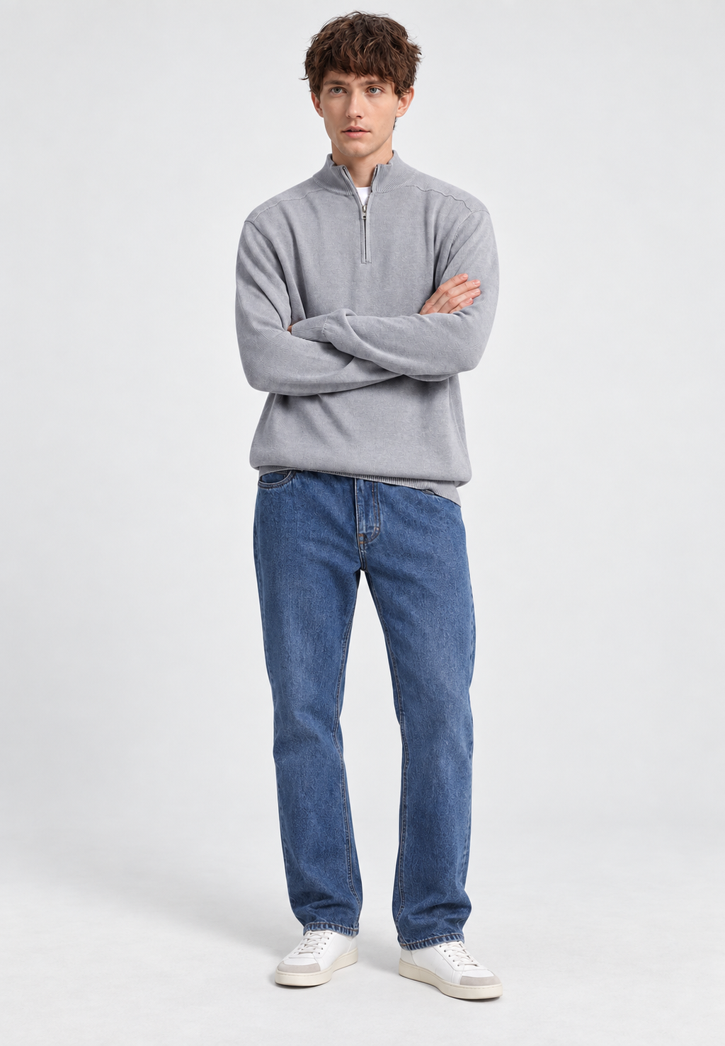 Jersey lana merino hombre media cremallera cuello alto - Florent