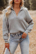 Jersey mujer canalé cuello alto media cremallera - Ylva