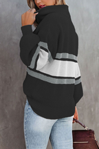 Jersey mujer canalé cuello alto media cremallera - Ylva