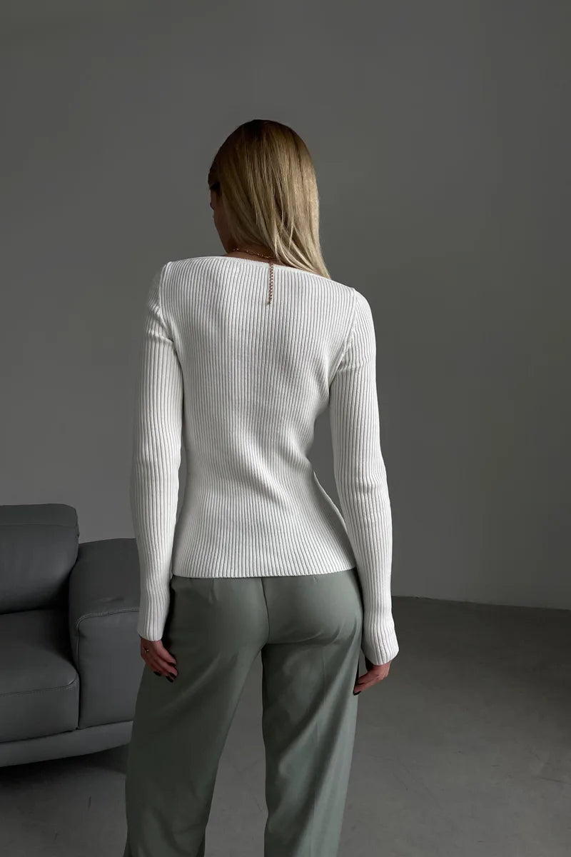 Jersey mujer canalé hombros descubiertos - Colette