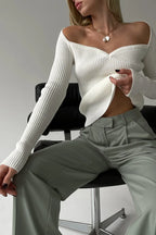 Jersey mujer canalé hombros descubiertos - Colette