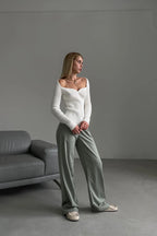Jersey mujer canalé hombros descubiertos - Colette