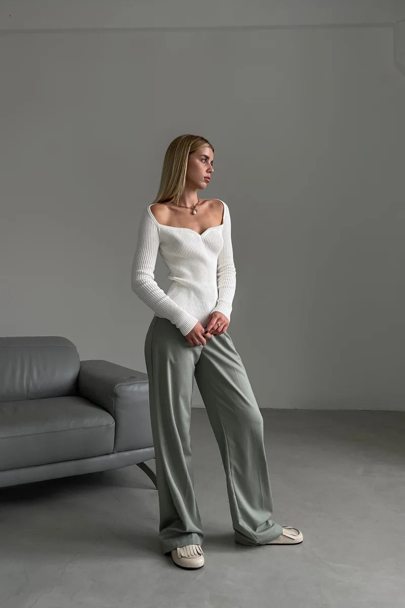 Jersey mujer canalé hombros descubiertos - Colette