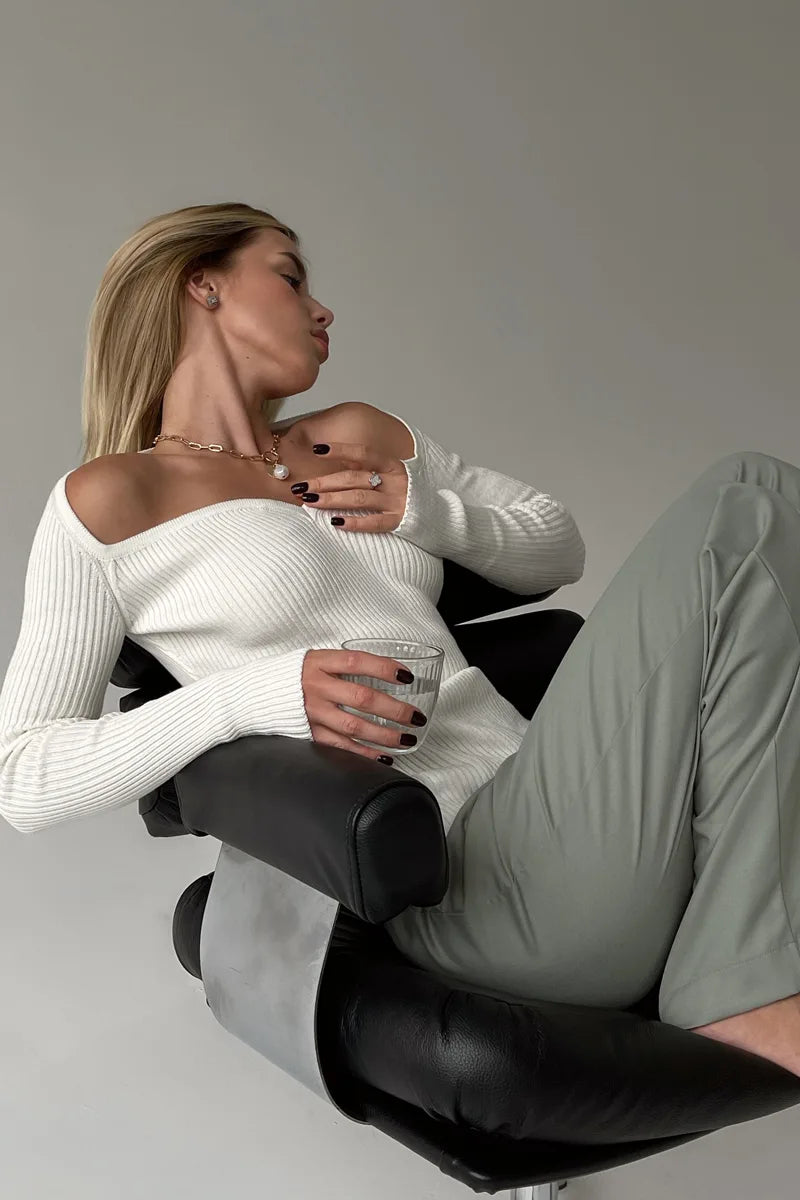 Jersey mujer canalé hombros descubiertos - Colette