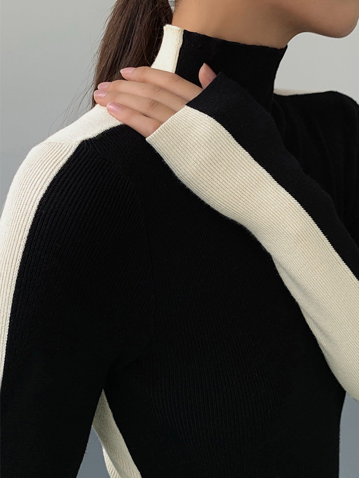Jersey de punto de cuello alto de manga larga - Maren