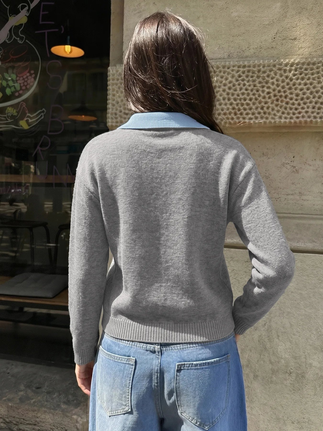 Jersey de punto con cuello camisero para mujer - Tilda