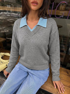 Jersey de punto con cuello camisero para mujer - Tilda
