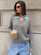 Jersey de punto con cuello camisero para mujer - Tilda