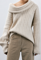 Jersey mujer escote asimétrico hombro descubierto - Séverine