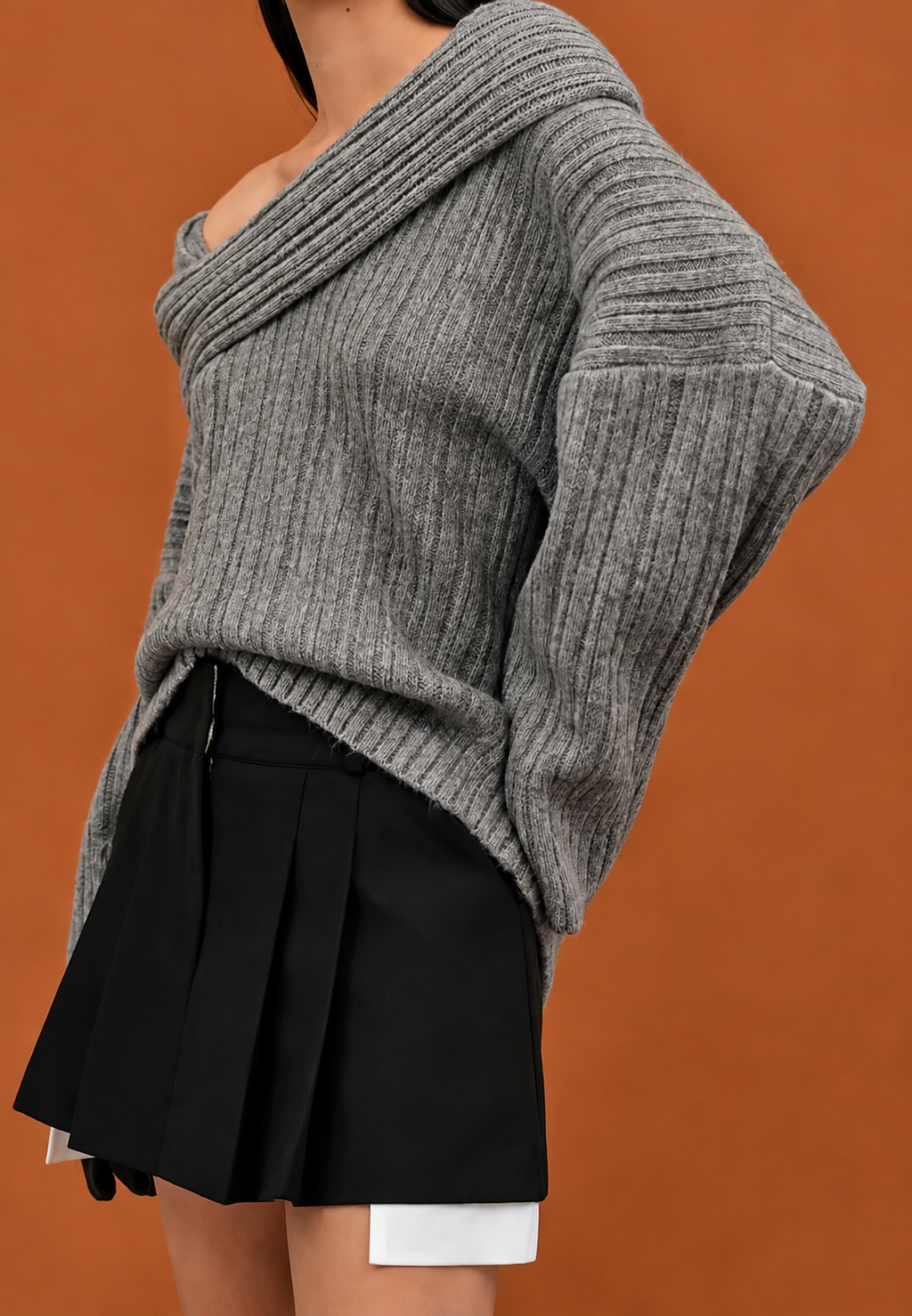 Jersey mujer escote asimétrico hombro descubierto - Séverine